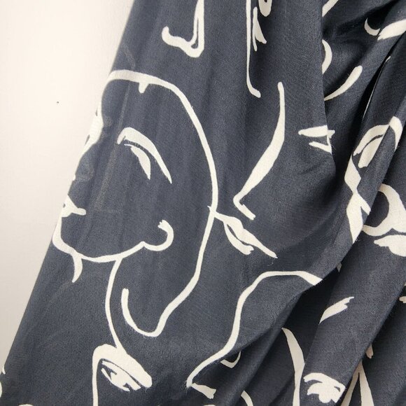 Zara sz L women skirt Black front knot face silhouette pattern - Picture 4 of 10